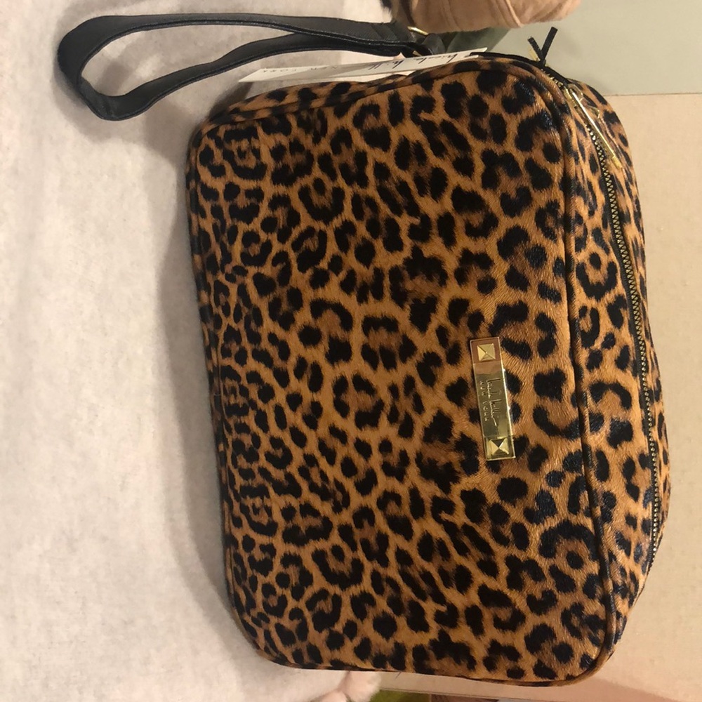 Large Nicole Miller leopard makeup bag
